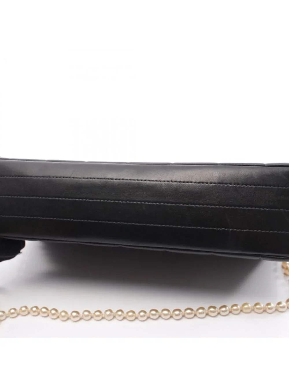 Chanel Shoulder Bag Choco Bar Pearl Chain Black Lambskin